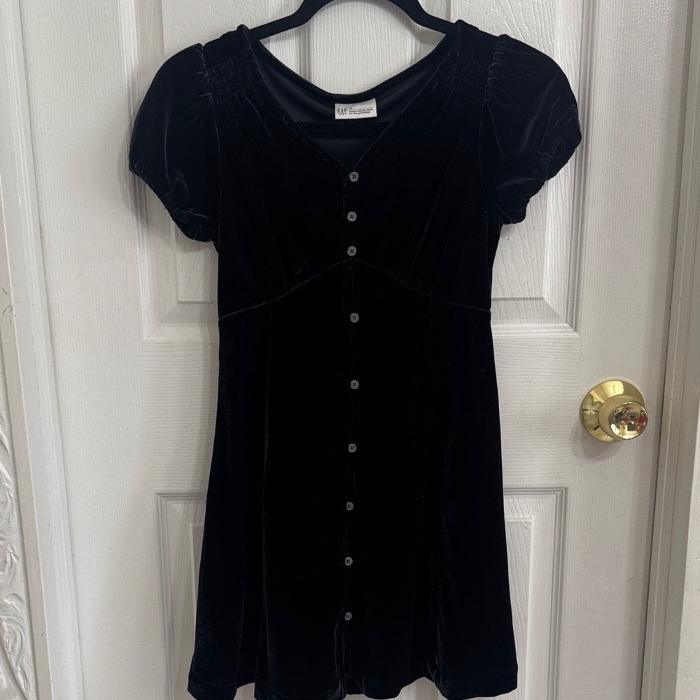 GAP Black Velvet Button-Up Dress